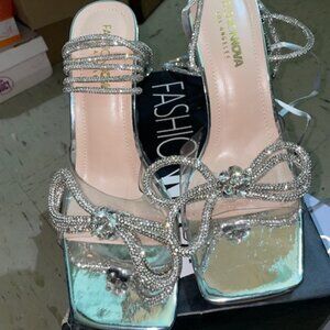 Silver/Clear Heel Sandals